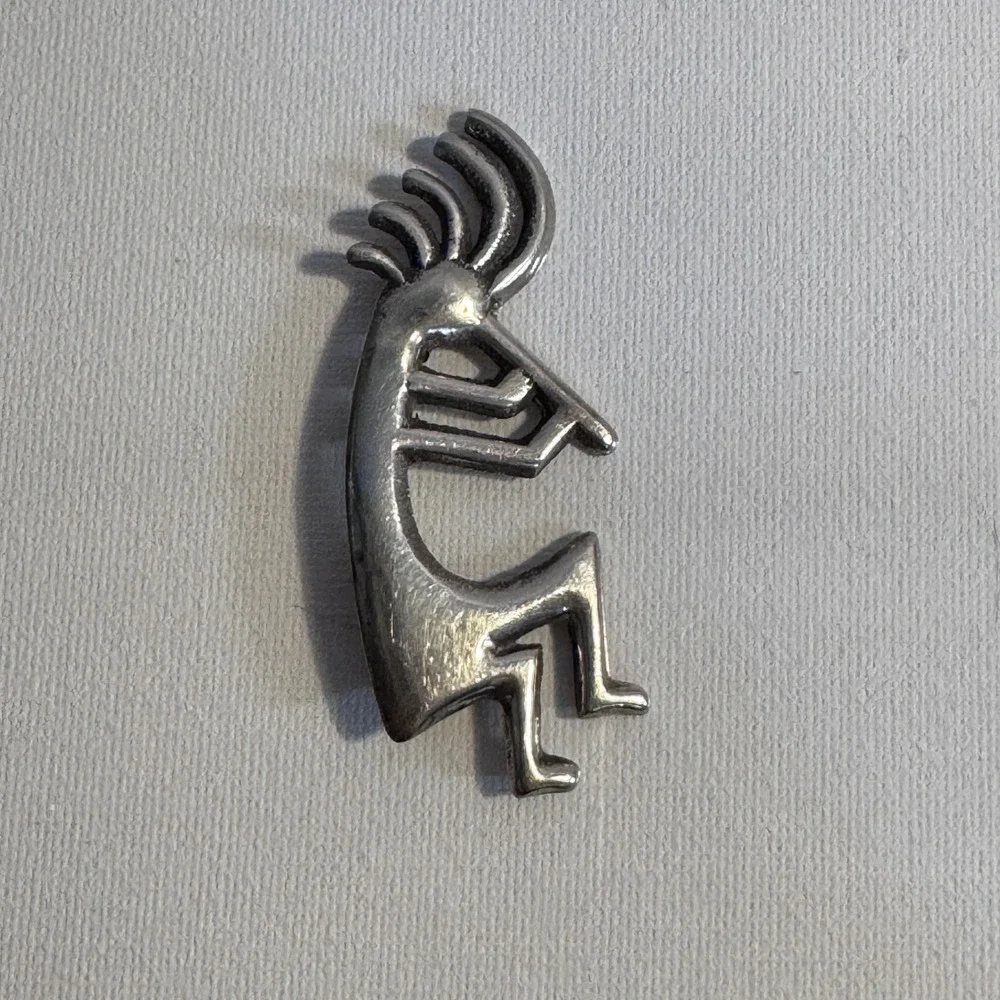 Alvin Thompson Kokopelli Brooch Pin  Silver Flute Player Southwestern Folk Art